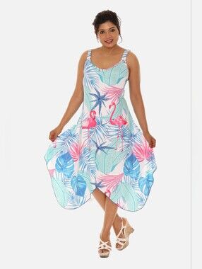 Like New Shoreline Size Small/Medium Tropical Print Dress With Adjustable Straps